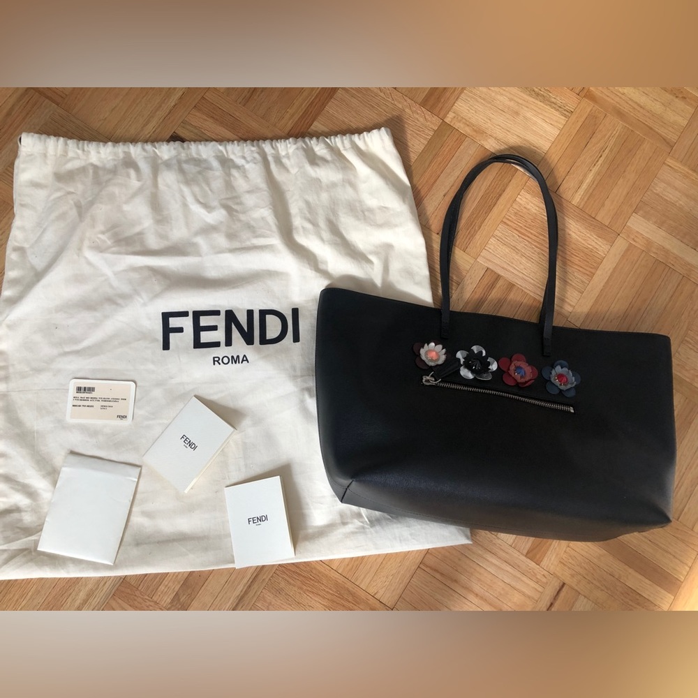 Fendi flowerland black tote bag